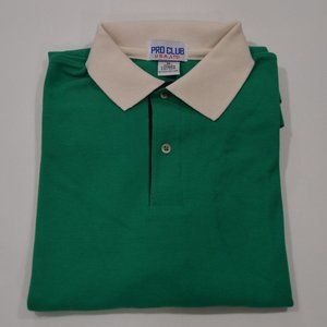 Pro Club Men's Pique Polo Cotton Green Polo Shirt Size M (New)